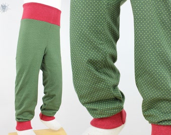 Children's leggings, green with dots