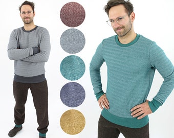 Sweatshirt aus Baumwolle, mit Fischgrätmuster, MEHRERE FARBEN