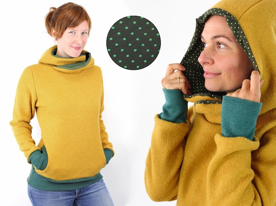 Pull en laine jaune a pois verts sweat a capuche pour femme moulant respirant thermoregulateur anti salissure S XL Etsy France