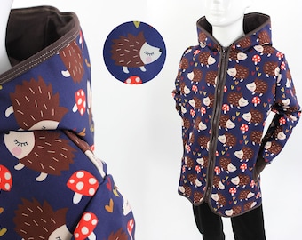 Kinder-Softshelljacke dunkelblau mit Igeln