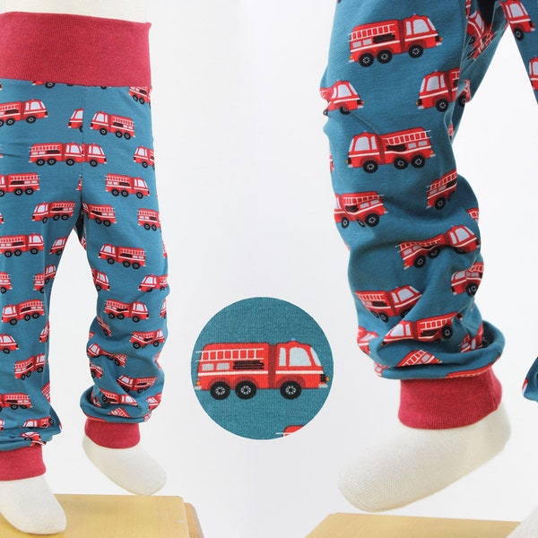 Kinder-Leggings petrol mit Feuerwehrautos