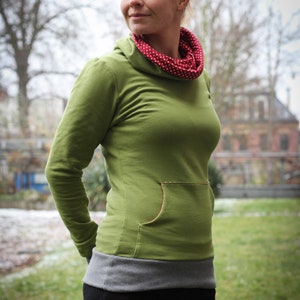 warmer Kängupulli für Frauen, Sweatshirt mit hohem Kragen zum Einkuscheln und Tasche zum Händewärmen, S-XL Bild 2