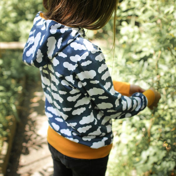 VENTE 74/80 slim sweat à capuche enfant, pull été, sweat à capuche enfant léger en éco-jersey, grandit avec vous depuis longtemps