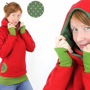 Wollen trui van wol, nauwsluitende dameshoodie, ademend, warmteregulerend, vuilafstotend, S-XL
