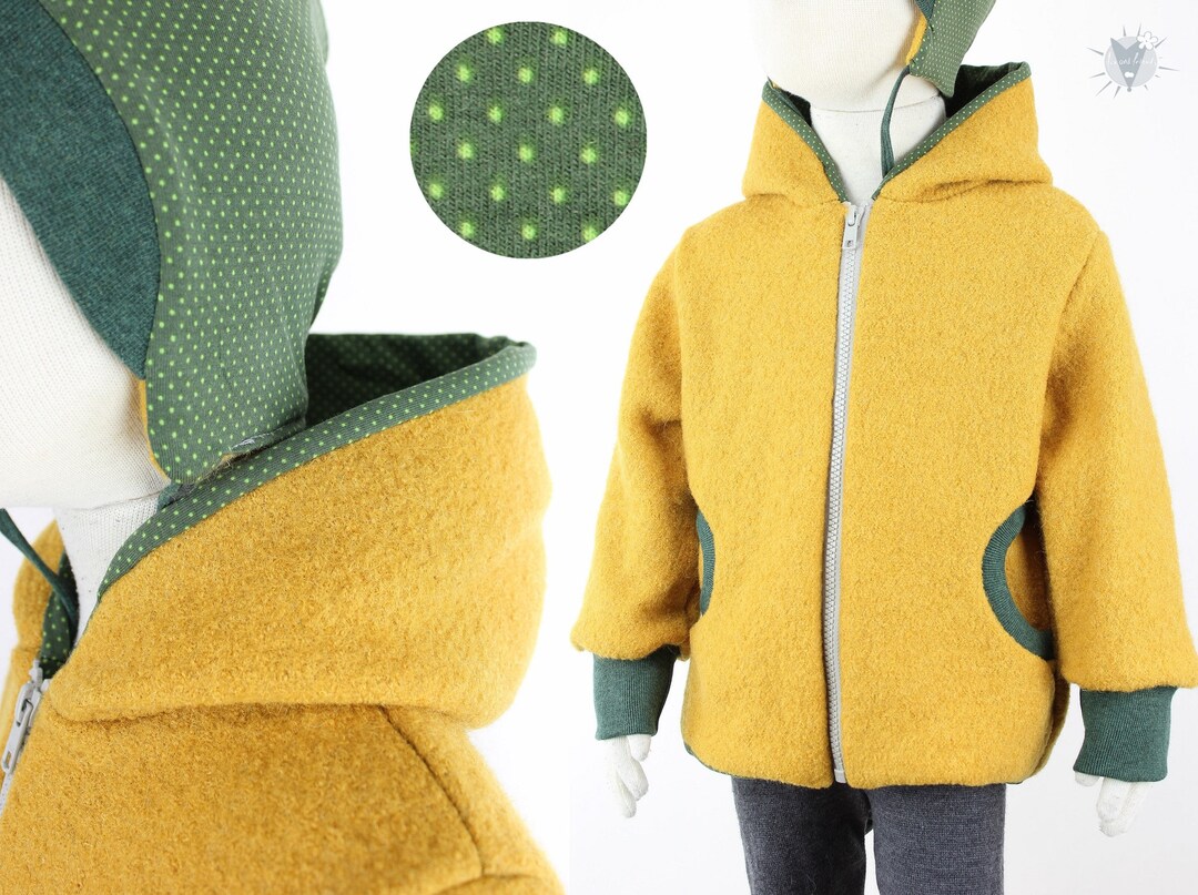 Yellow Wool Jacket With Dots on Green - Etsy