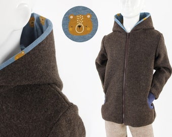 Kinder-Wolljacke braun mit Bären