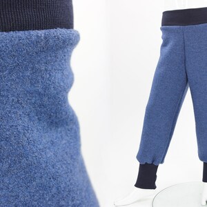 Merino wool trousers with adjustable cuffs blue