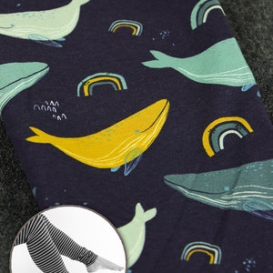 SALE L Leggings dunkelblau mit Walen Bild 1