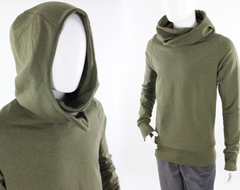 Sweat à capuche chiné vert olive