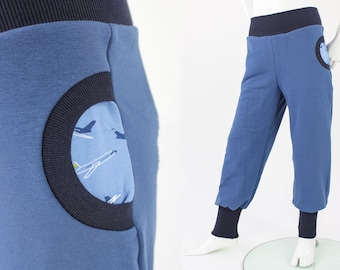 Tobe trousers for children, powder blue with airplanes