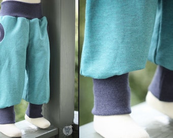 Tobehose für Kinder und Babys, mit Taschen, Kinderhose für Herbst und Winter aus Öko-Sweat, wächst lange mit