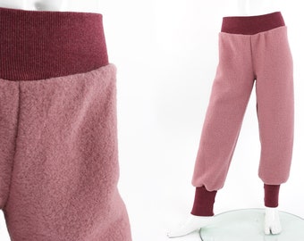 Pantalón cálido de lana para niños rosa baya.