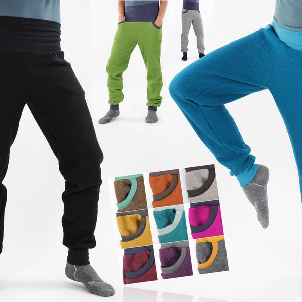 Wollhose unisex mit Taschen und Bauchbündchen MEHRERE FARBEN