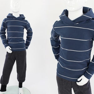 Children&#39;s summer sweater made of French Terry blue with stripes