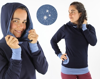 SALE Size S women's hoodie navy blue with stars