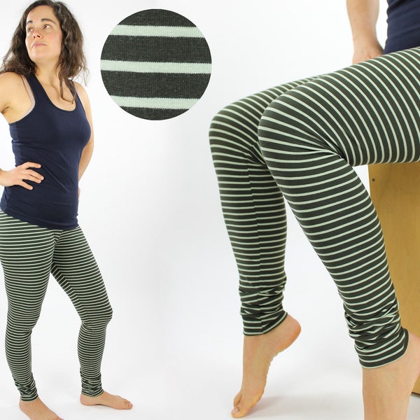 Leggings grün gestreift Bio-Baumwolle