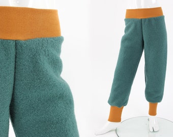 warm wool trousers for children mint green yellow