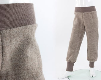 warm wool trousers for children in beige brown mottled