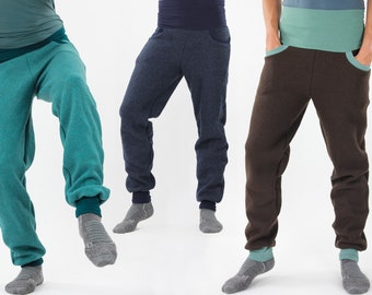 Wool trousers ORGANIC FABRICS unisex with pockets and waist cuffs