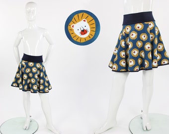 Falda circular infantil petróleo con leones