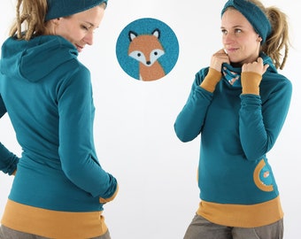 Women's petrol hoodie with foxes