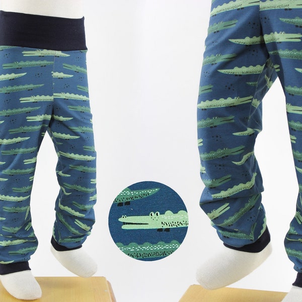 Kinder-Leggings blau mit Krokodilen