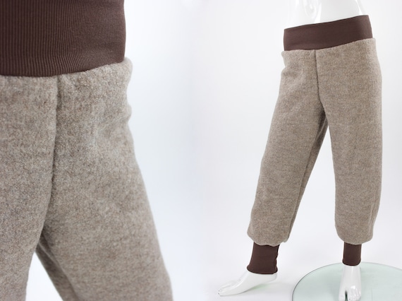 Warme wollen broek voor kinderen beige bruin Etsy Nederland