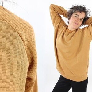 Oversize long sleeve made of waffle jersey ochre unisex