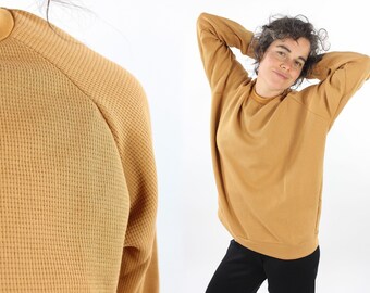 Oversize long sleeve made of waffle jersey ochre unisex