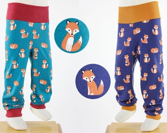 Children's leggings petrol or blue with foxes