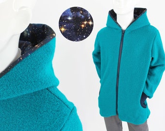 Children's wool jacket turquoise BLUE GALAXY