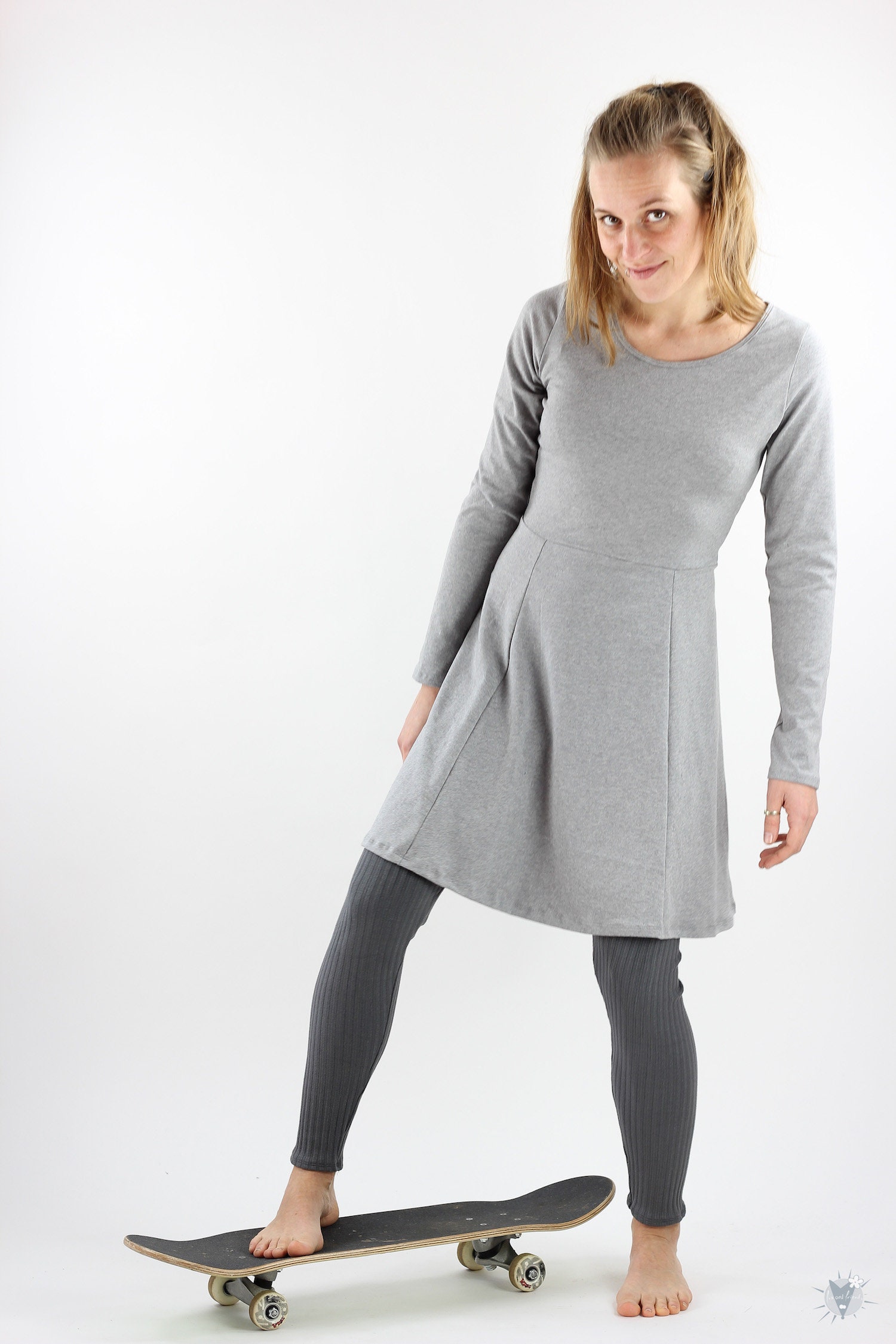Skater Dress With Long Sleeves, Light Grey Mottled, Elegant Summer Dress  Made of Eco-jersey - Etsy Finland