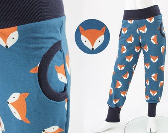 Tobe trousers for children in denim blue with foxes