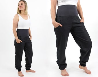 Sommerhose aus gewebtem Bambus und recyceltem Polyester unisex, Farbe anthrazit