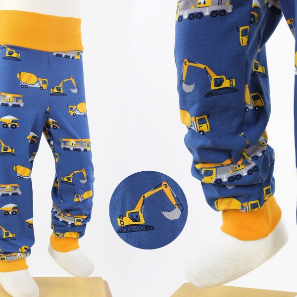 Legging bleu enfant avec véhicules de chantier