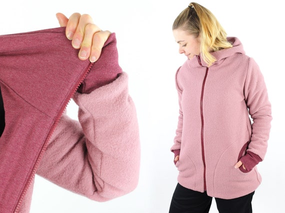 Ladies Wool Jacket Pink and Berry Etsy UK