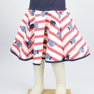 SALE Size 2: striped children's circle skirt with fish image 2