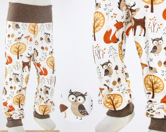 Kinder-Leggings naturweiß mit Waldtieren