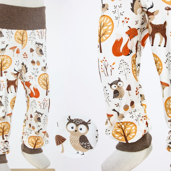 Legging enfant blanc naturel avec animaux de la forêt