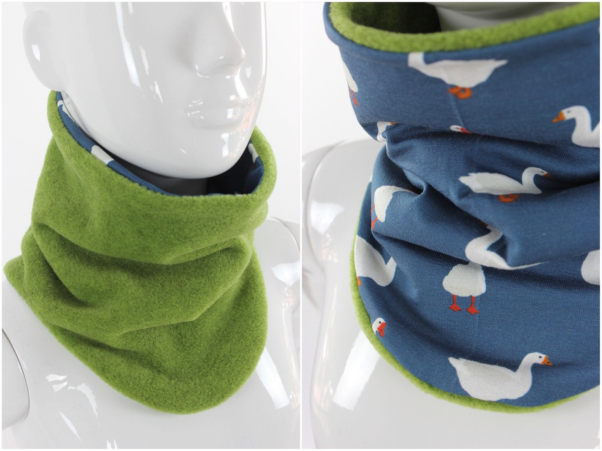 小物 Creek Angler's Device / Fleece Scarf Reversible Fleece Scarf Green and Dinosaur Blue - Etsy