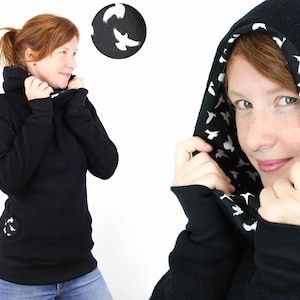 Wollen trui van wol, nauwsluitende dameshoodie, ademend, warmteregulerend, vuilafstotend, S-XL