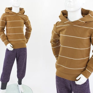Children&#39;s summer sweater made of French Terry ochre with stripes