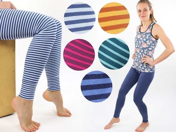 Legging raye bleu orange berry essence marine PLUSIEURS COULEURS Etsy Canada