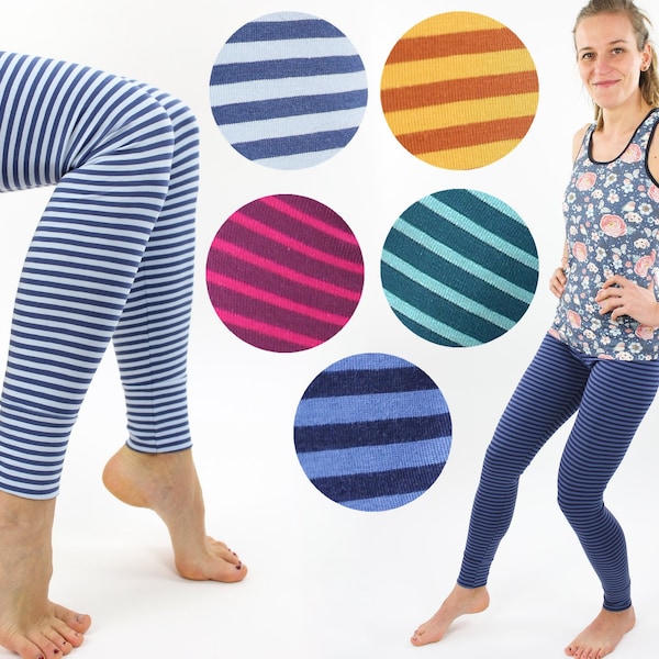 Leggings gestreift blau orange beere petrol marine MEHRERE FARBEN