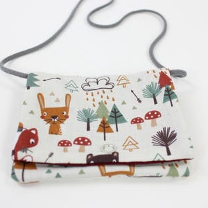 Bolsa de pescoço infantil com animais da floresta