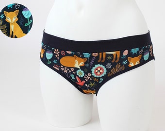 Women's navy blue underpants with poppy foxes