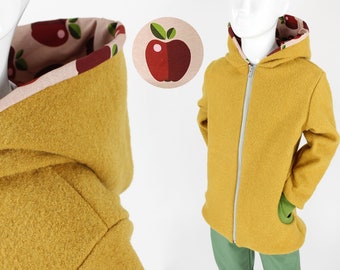 Veste enfant en laine jaune à pommes