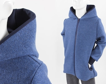 Children's merino wool jacket blue