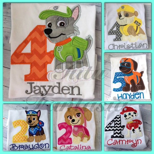 Paw Patrol Birthday shirt , Boys Paw Patrol shirt , Girls Paw Patrol Shirt ,  Paw Puppy  Dog shirt Custom made birthday shirt