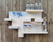Custom listing Spice Rack Kitchen Shelf Blue Cross Stitch Decor